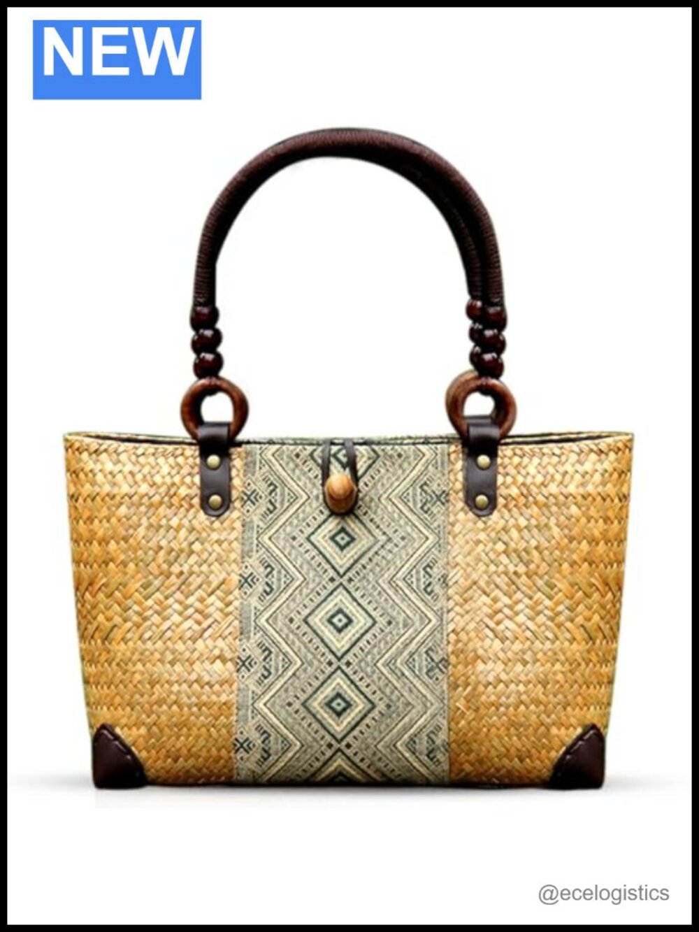 Handwoven Rattan Straw Tote Bag, Boho Summer Beach Vacation Bag, Large